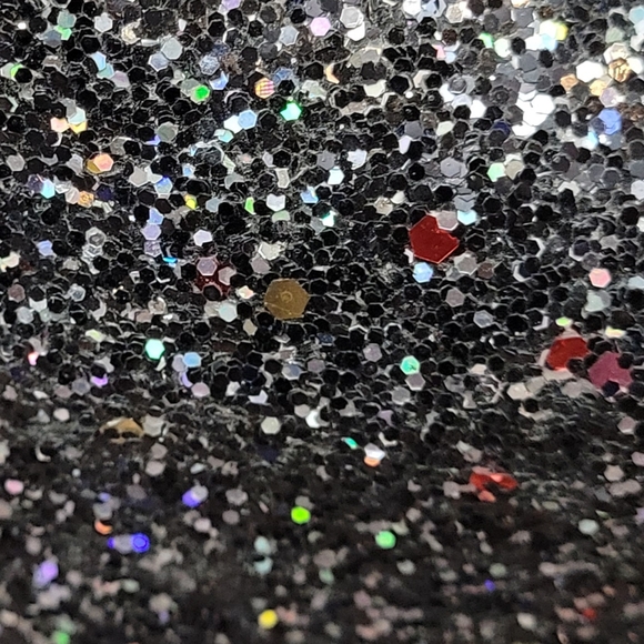 Black Platform heels with rainbow glitter. Silver heel. Size 7 from Deb. - Picture 7 of 8